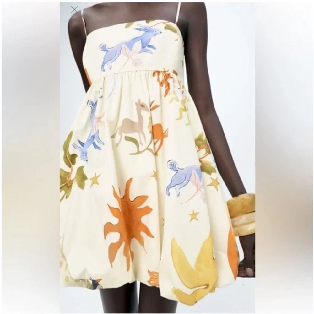 zara voluminous printed dress